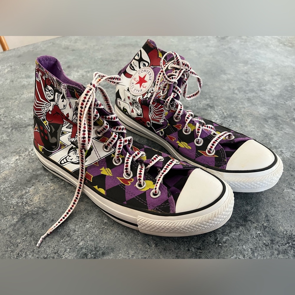 Ltd Edition Converse Harley Quinn Joker DC Chuck Taylor Mens 7 Womens 9 Purple - Picture 3 of 16